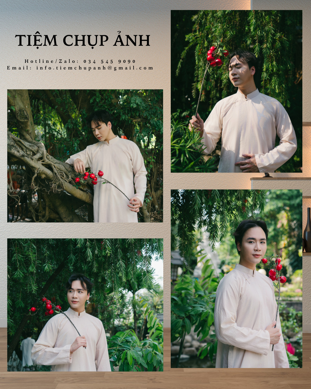 chụp hình ngoại cảnh áo dài tết