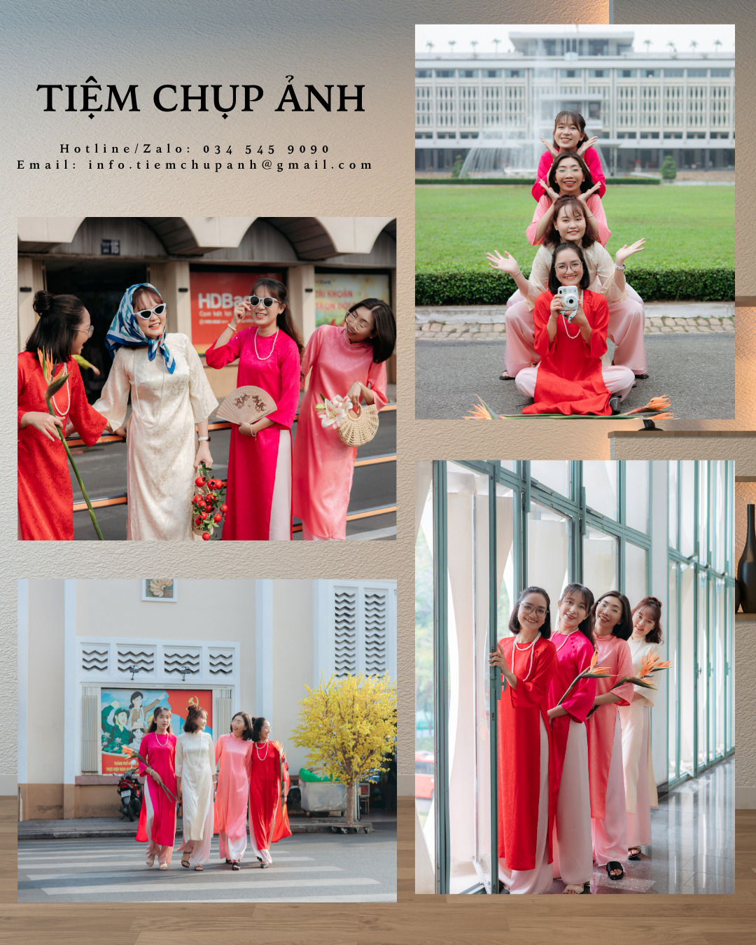 chụp hình ngoại cảnh áo dài tết