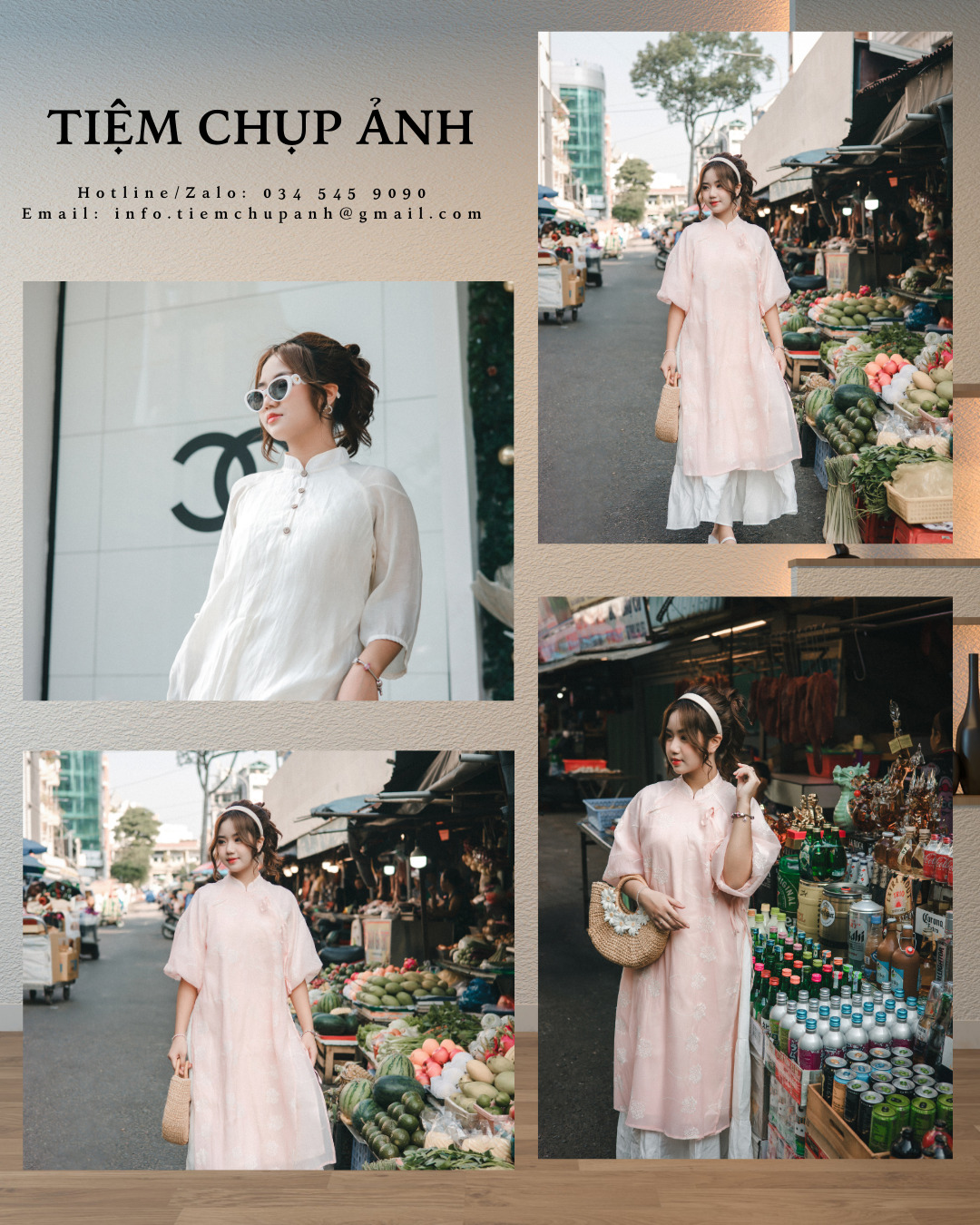 chụp hình ngoại cảnh áo dài tết