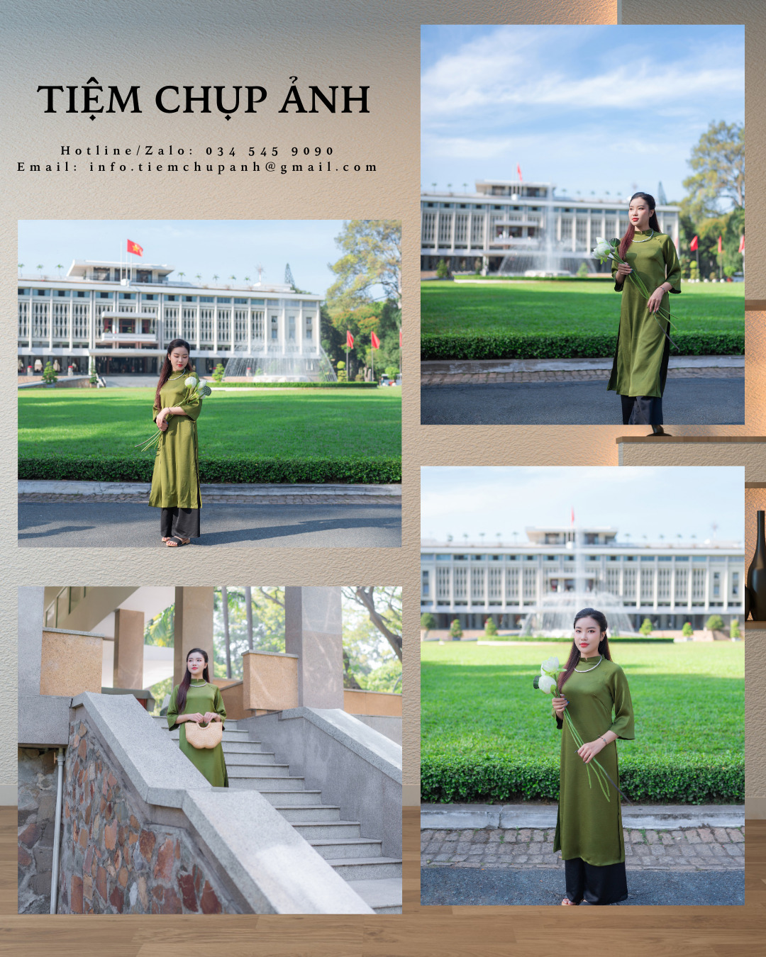 chụp hình ngoại cảnh áo dài tết