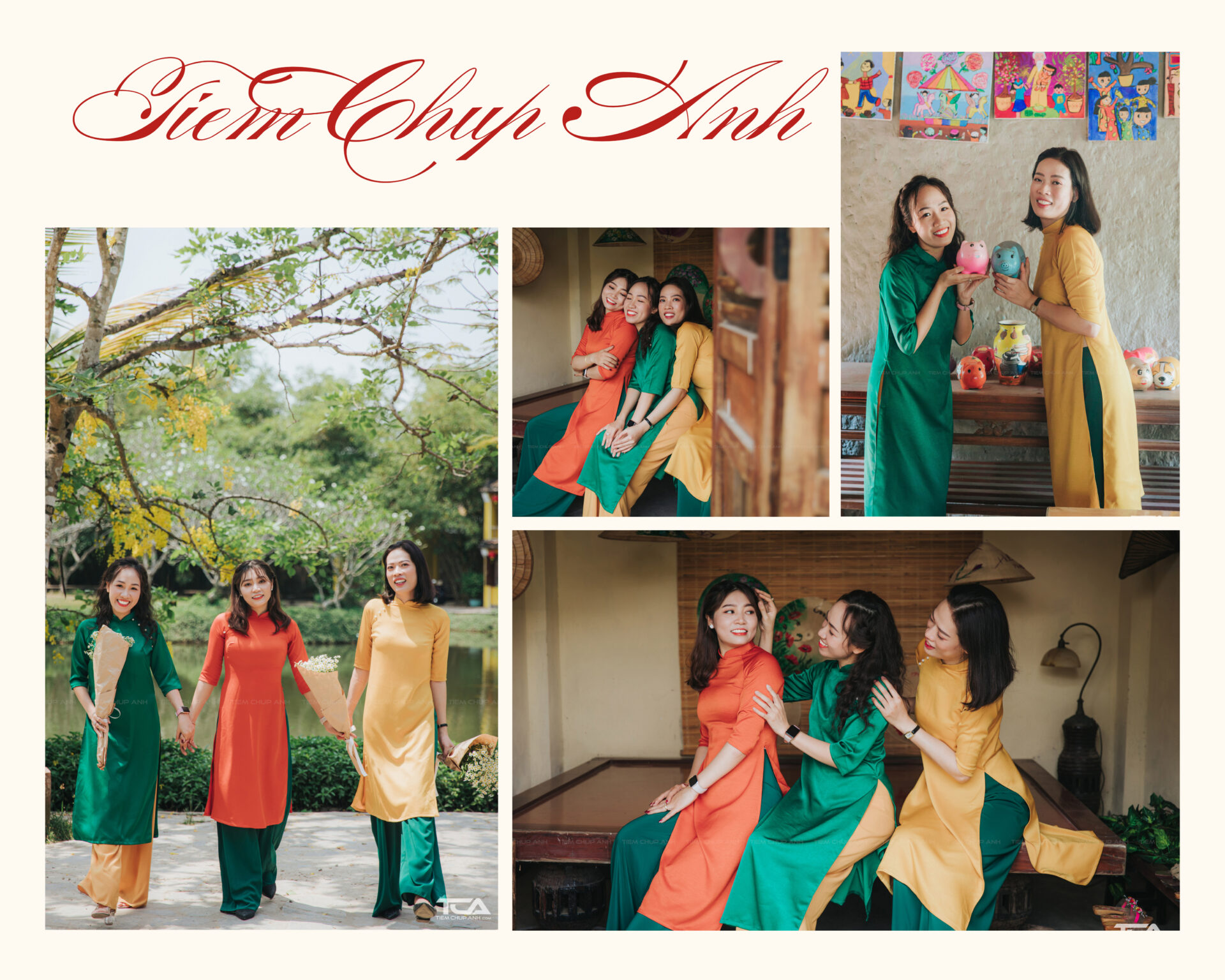 chụp hình tết với áo dài