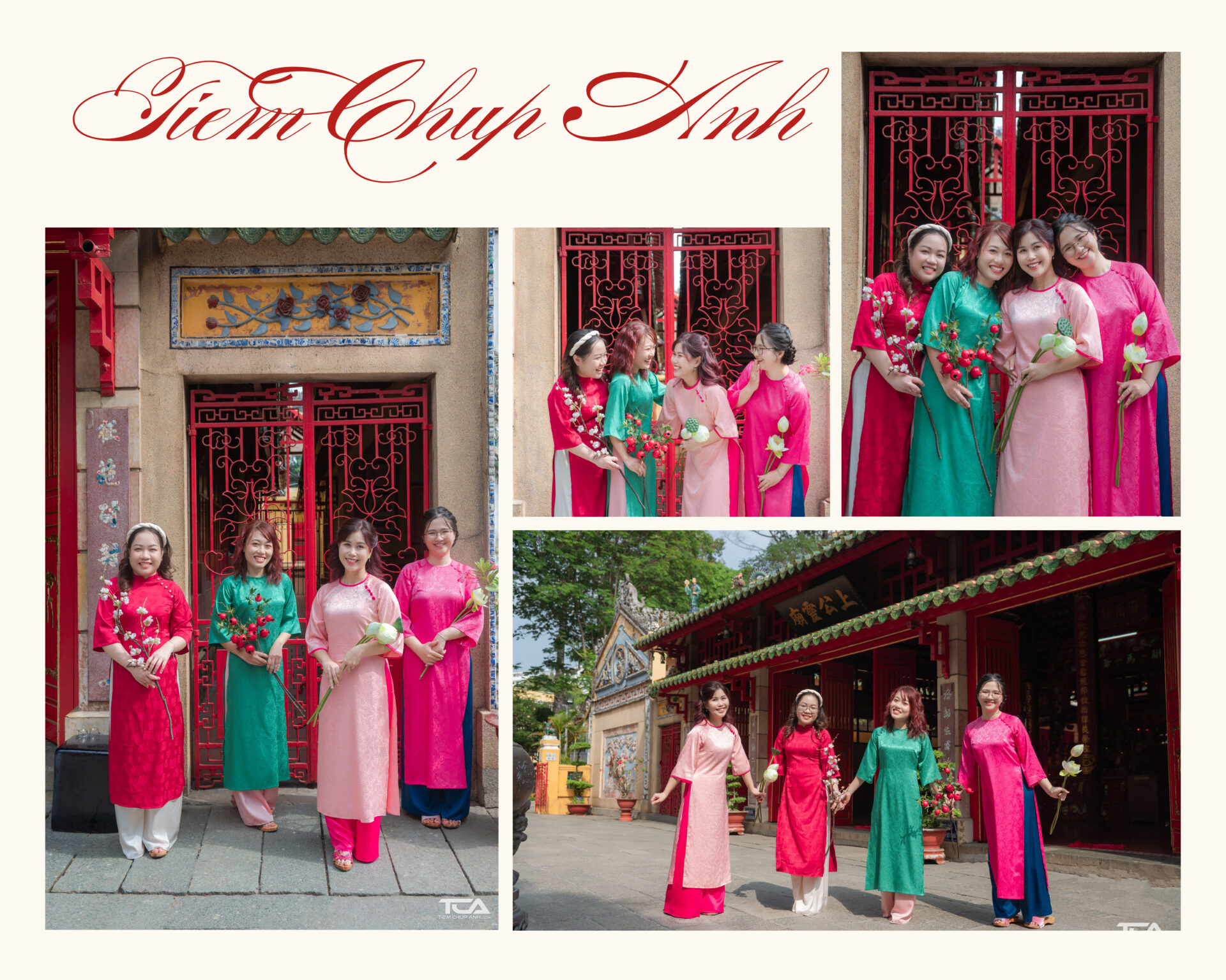 chụp hình áo dài tết