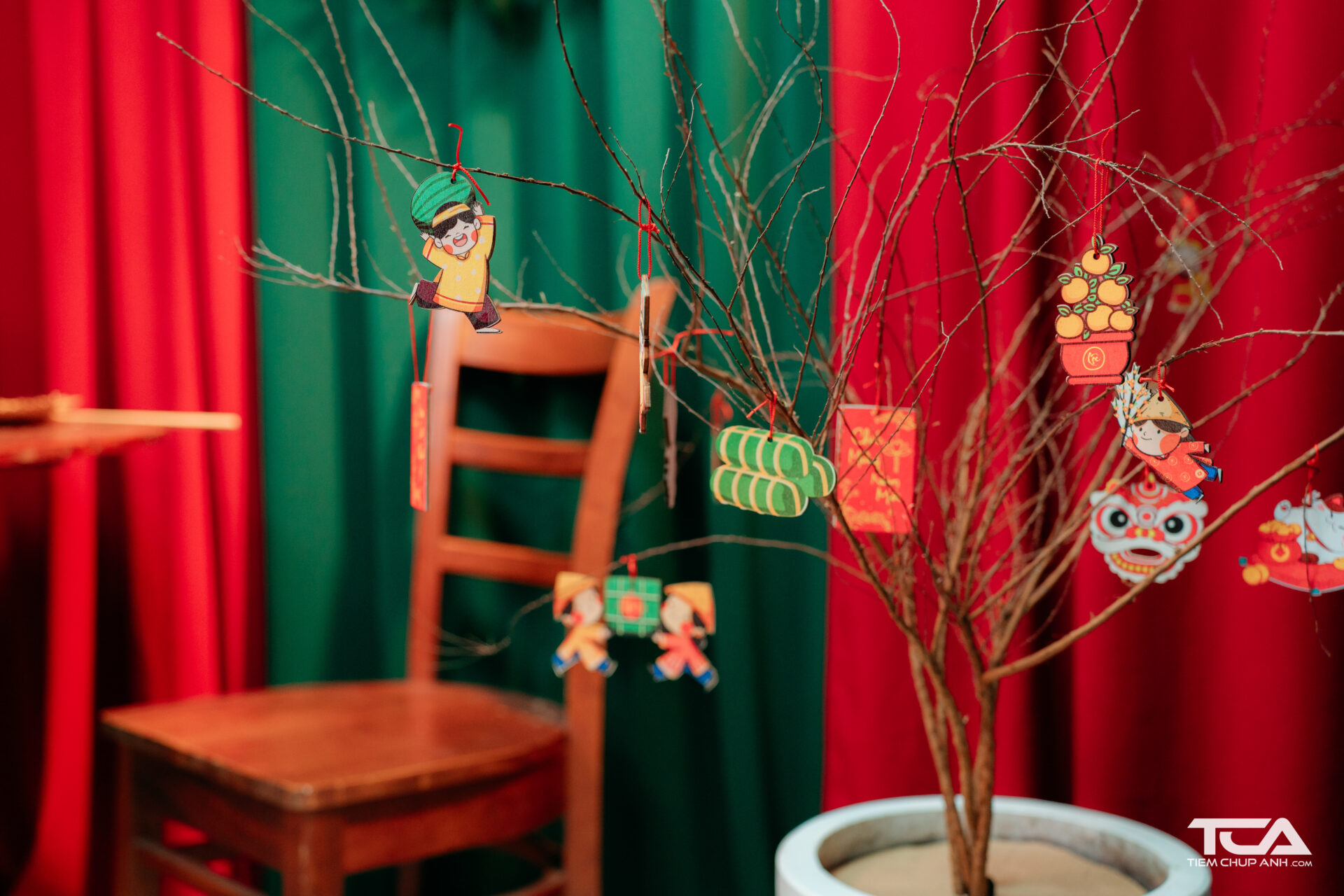 decor chụp ảnh tết tại nhà