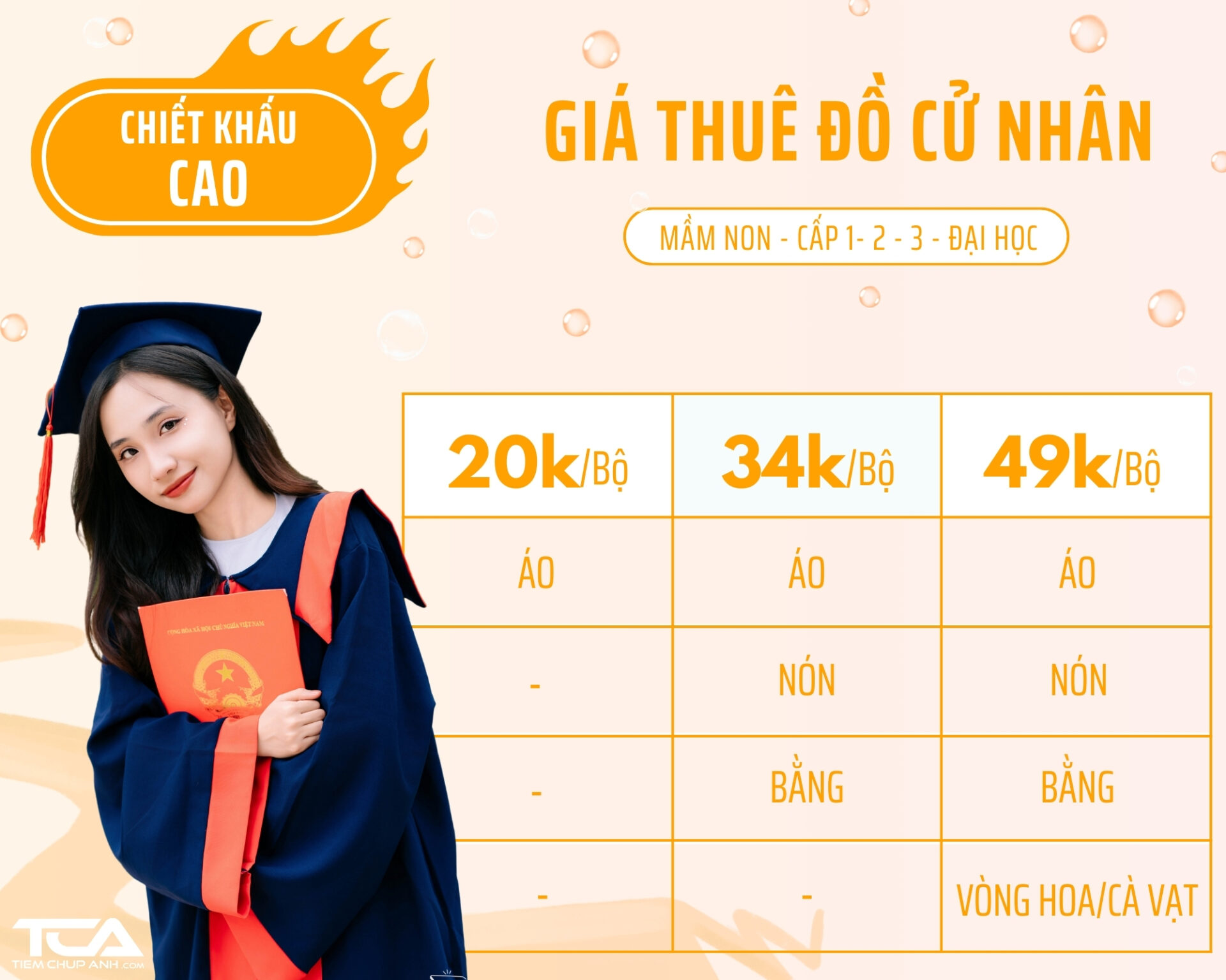 cho thuê áo cử nhân